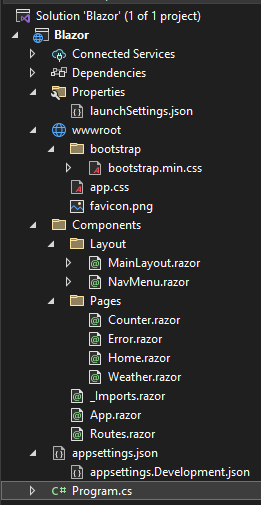Blazor Web App filstruktur